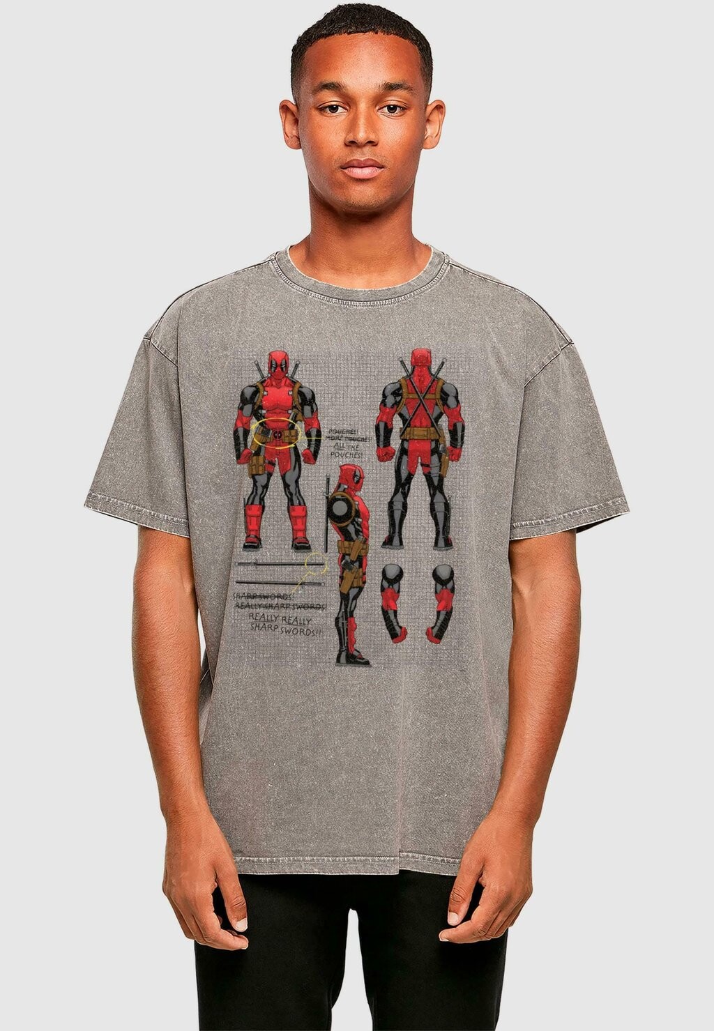 

Футболка с принтом DEADPOOL ACTION FIGURE ABSOLUTE CULT, темно-серый