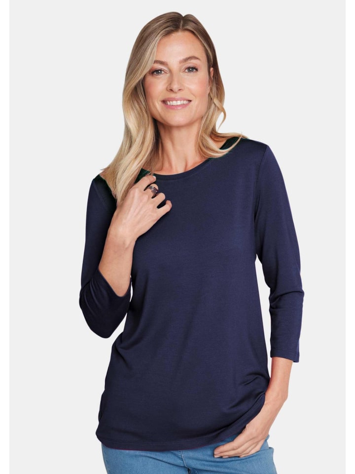 

GOLDNER Короткий размер: Футболка. Универсальная футболка с рукавами 3/4 темно-синего цвета, Синий, GOLDNER Короткий размер: Футболка. Универсальная футболка с рукавами 3/4 темно-синего цвета