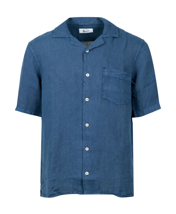 

Рубашка Riviera из льна с короткими рукавами и застежкой на пуговицы. Roy Roger'S, синий