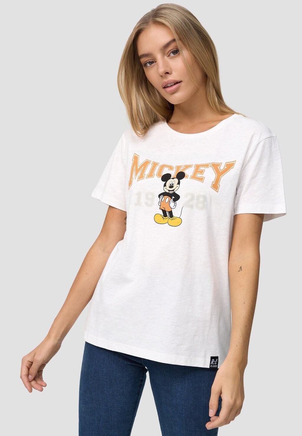 

Футболка с принтом MICKEY MOUSE VARSITY Re:Covered, цвет ecru