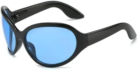 

Винтажные солнцезащитные очки большого размера 2027 года для женщин в стиле панк, спортивные, модные, овальные, с защитой от УФ-излучения UV400 MTZJH, Black Blue