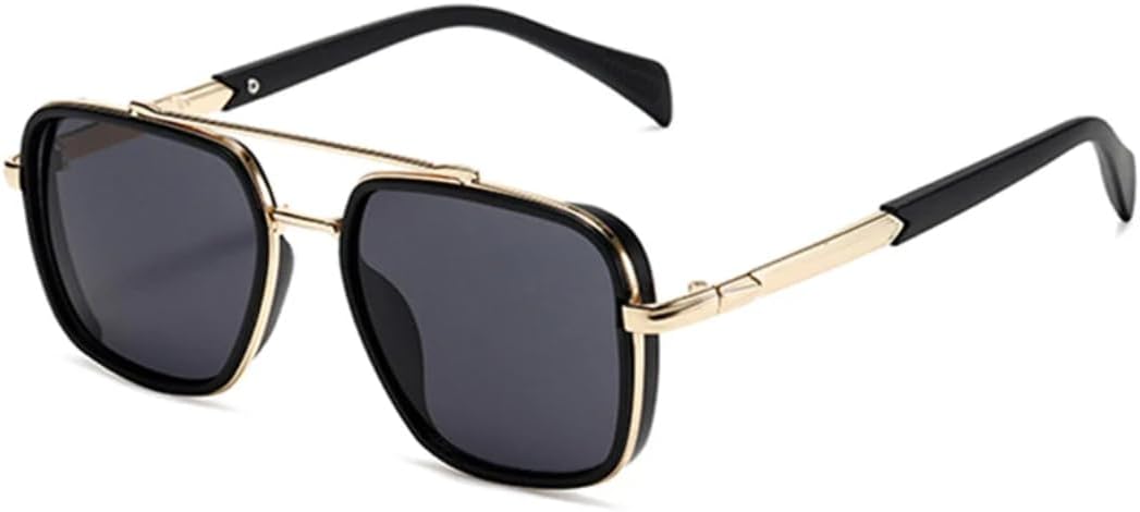 

Солнцезащитные очки с двойной перемычкой для женщин и мужчин, роскошные, ретро, ​​градиентные, с защитой от УФ-излучения UV400, в стиле панк, для активного отдыха UATXTAU, Black Golden Gray