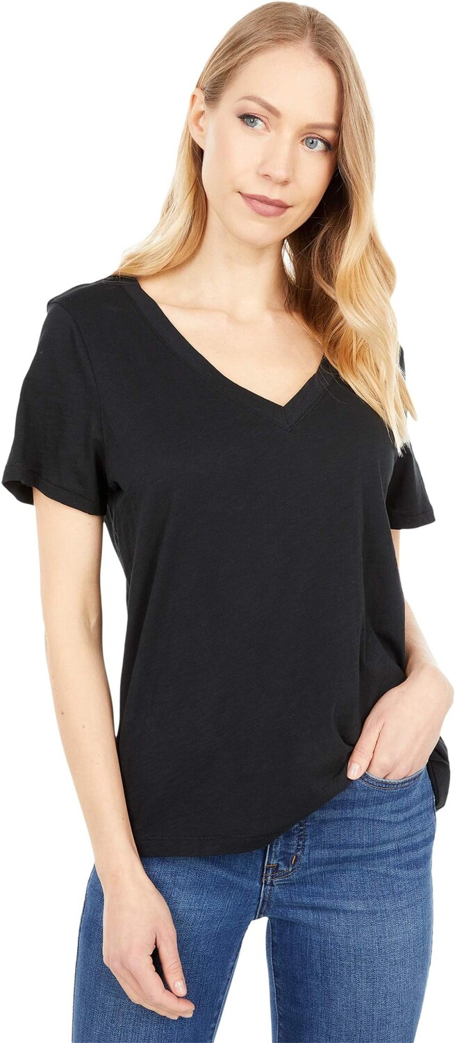 

Хлопковая футболка Whisper с V-образным вырезом Madewell, цвет True Black