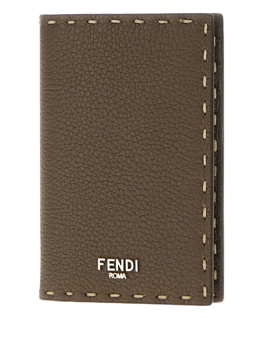 Кардхолдер с кожаной отделкой Selleria FENDI, коричневый — фото 3