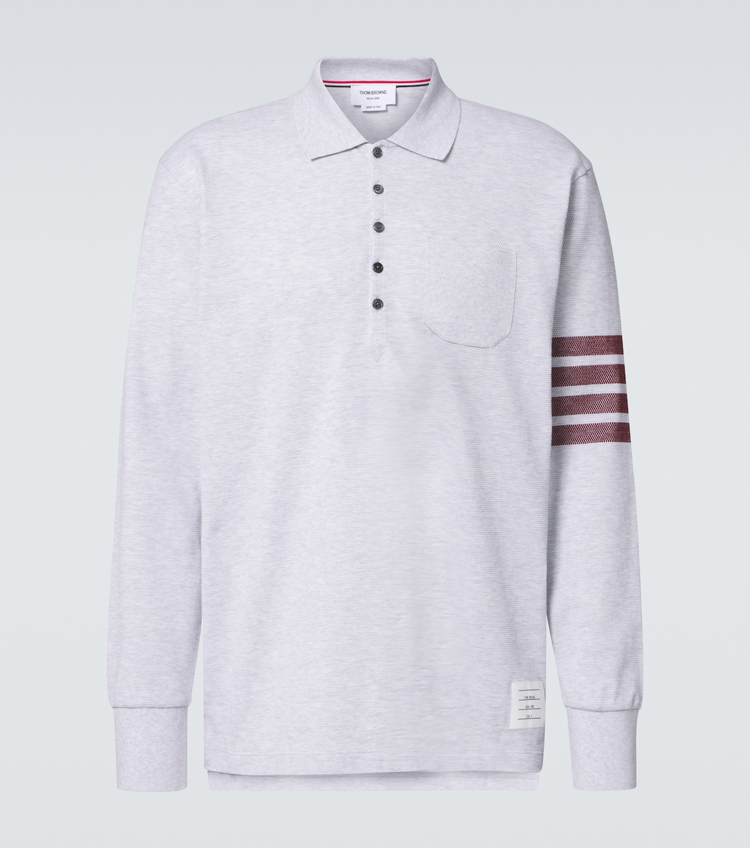 

Рубашка-поло из хлопка с 4 полосками Thom Browne, Pale Grey
