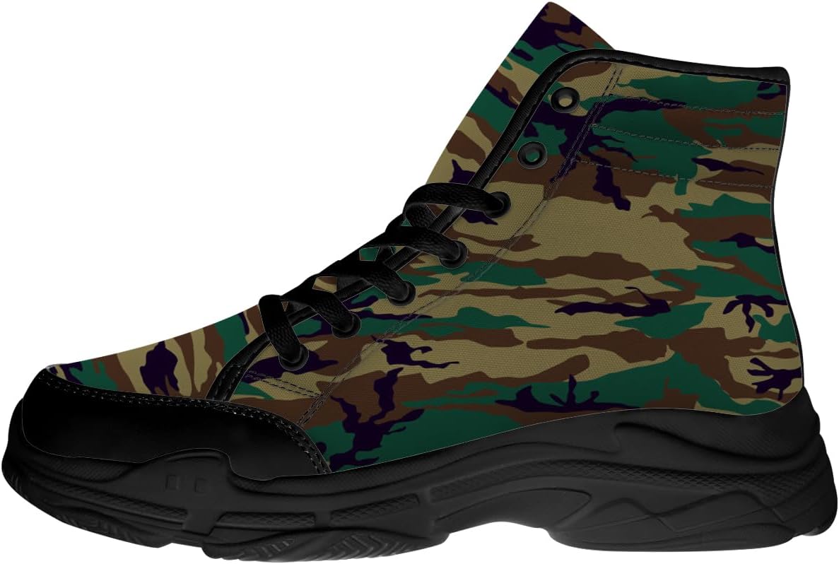 

Кроссовки Quorax Camouflage с высоким верхом для мужчин и женщин, на шнуровке, из ткани, подарок для него и для нее, черный/зеленый/коричневый