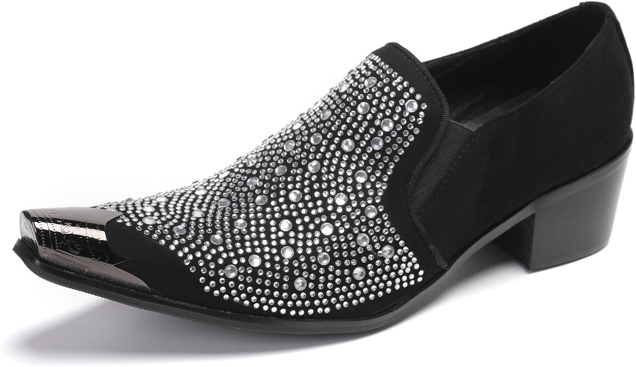 

Мужские лоферы Santimon из натуральной кожи с металлическим носком и бисером, слипоны, черный