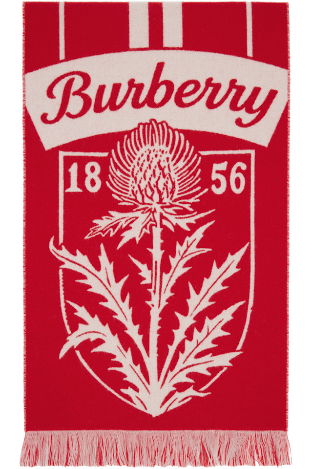 

Burberry Шерстяной шарф с изображением красного чертополоха