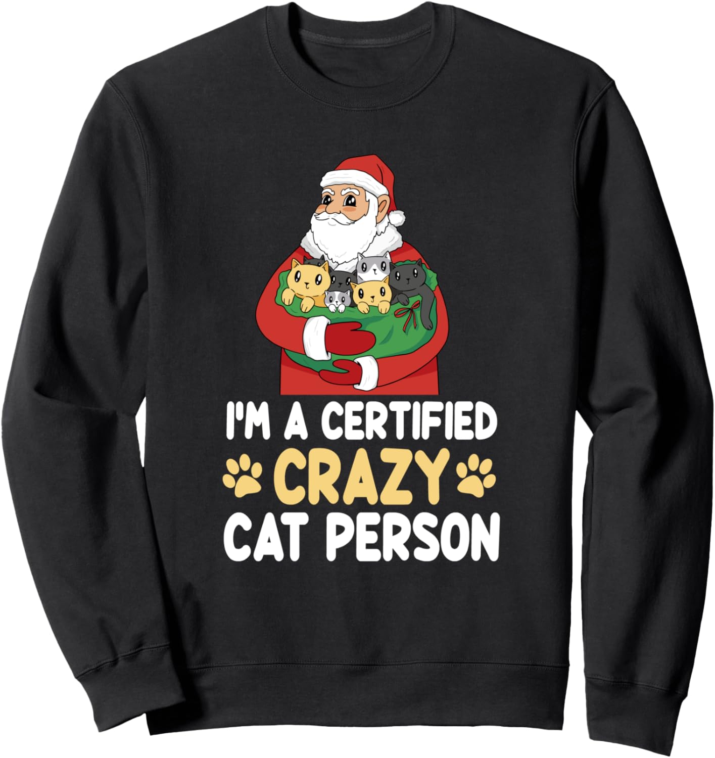 

Рождественская толстовка с котом и Сантой Cat Costume Christmas, черный