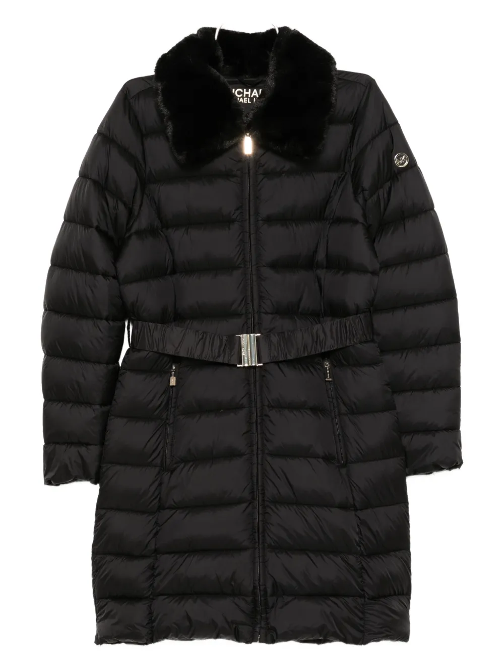 

Стеганое пальто с декоративной нашивкой-логотипом Michael Kors, черный