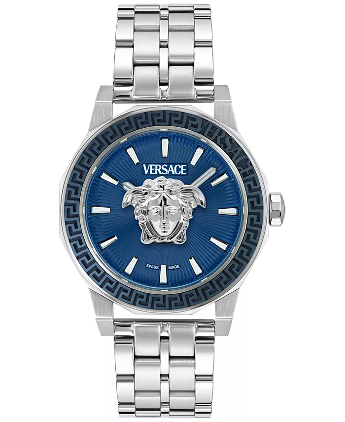 

Мужские наручные часы со стальным браслетом Swiss Stainless Steel, 43 мм Versace