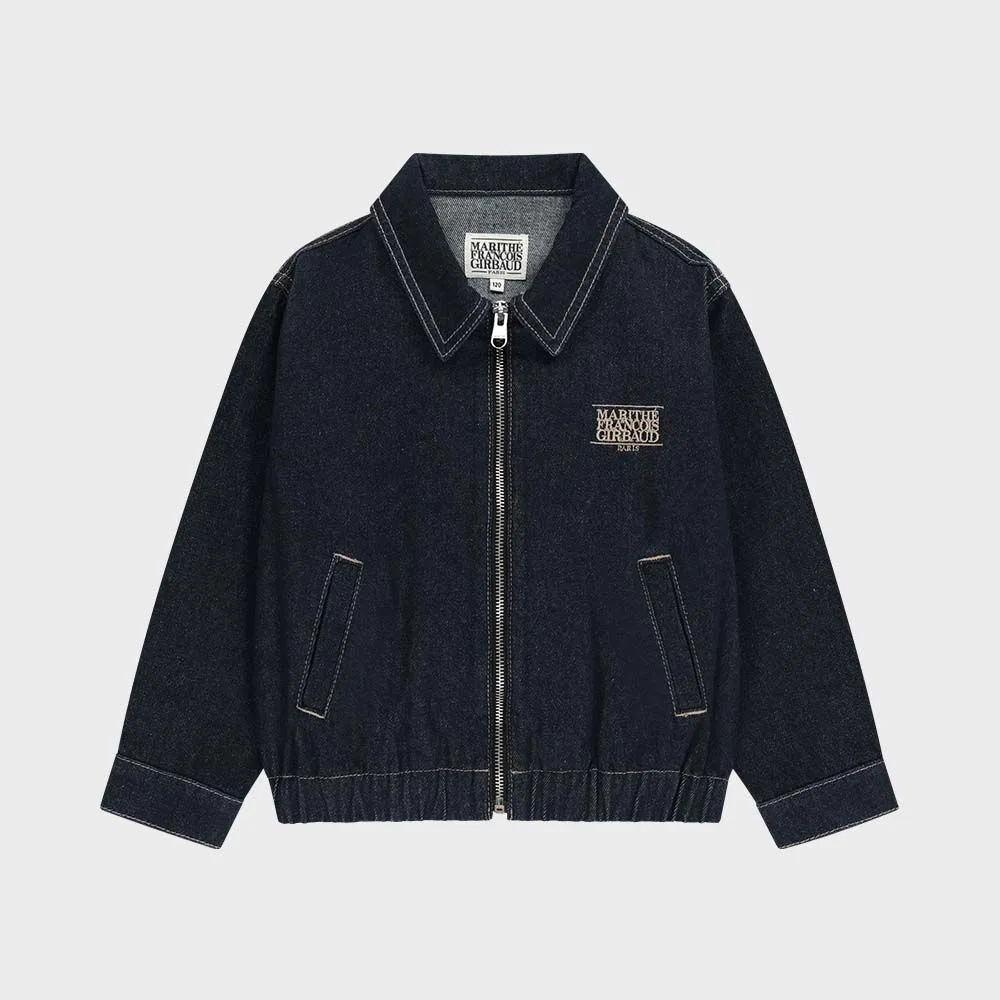 Детская джинсовая куртка на молнии Classic Logo, тёмно-синяя, от Marithé Kids — фото 2