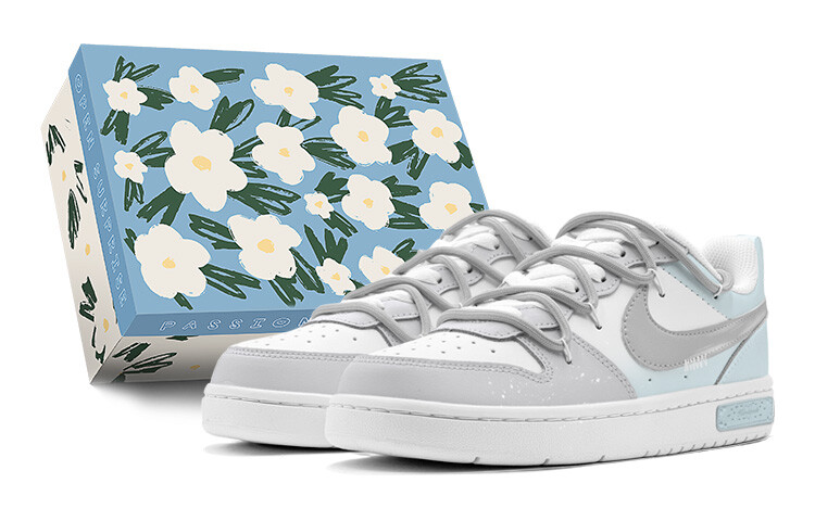 

Кроссовки Nike Court Borough Skateboarding Shoes Women's Low-top Blue/Gray/White, светло-серый