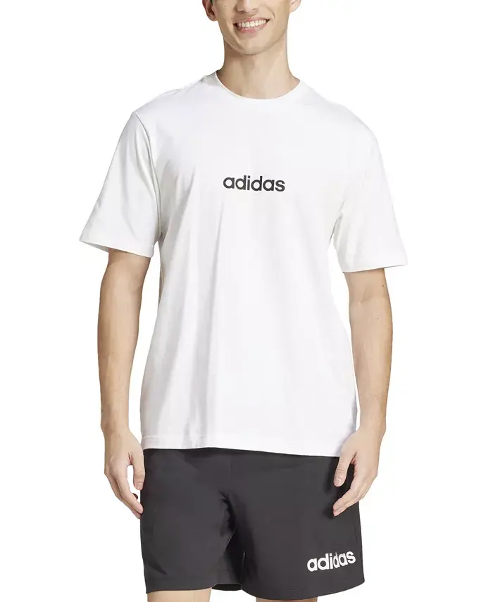 

Мужская футболка Essentials Regular-Fit с линейным логотипом Adidas, белый