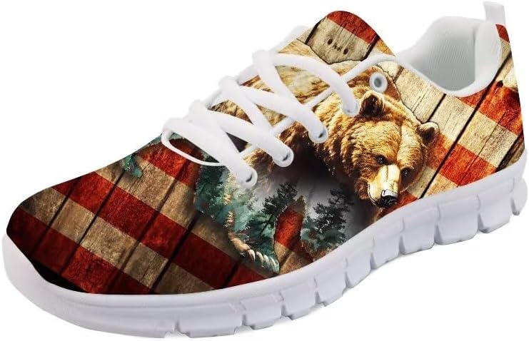

Женские спортивные кроссовки Forchrinse с принтом американского флага и смелого орла, кроссовки для мужчин и женщин, обувь USA, президентская независимость, Retro American Flag Bear