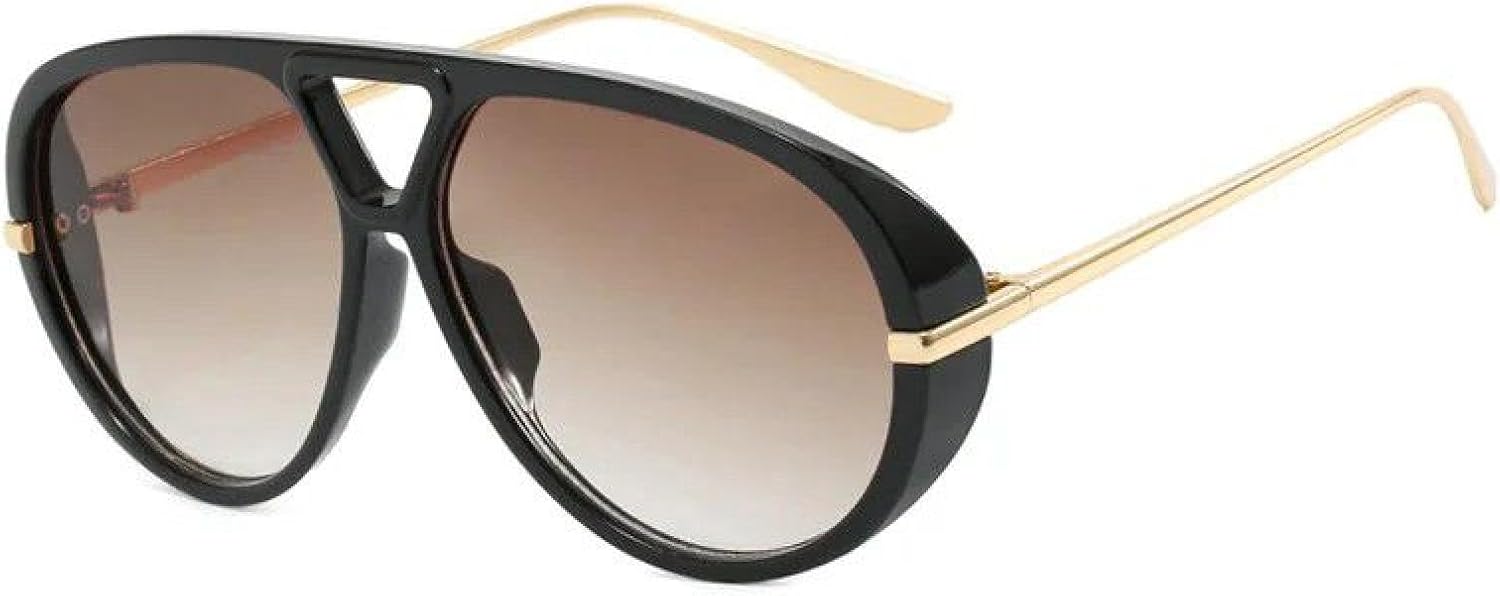 

Винтажные солнцезащитные очки в крупной оправе для женщин и мужчин, популярные, роскошные, в стиле панк, с заклепками, увеличенного размера TYUVIVO, Black Gradient Tea