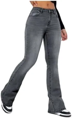 

Женские джинсы Bell Bottom с высокой эластичностью — широкие штанины и косые карманы