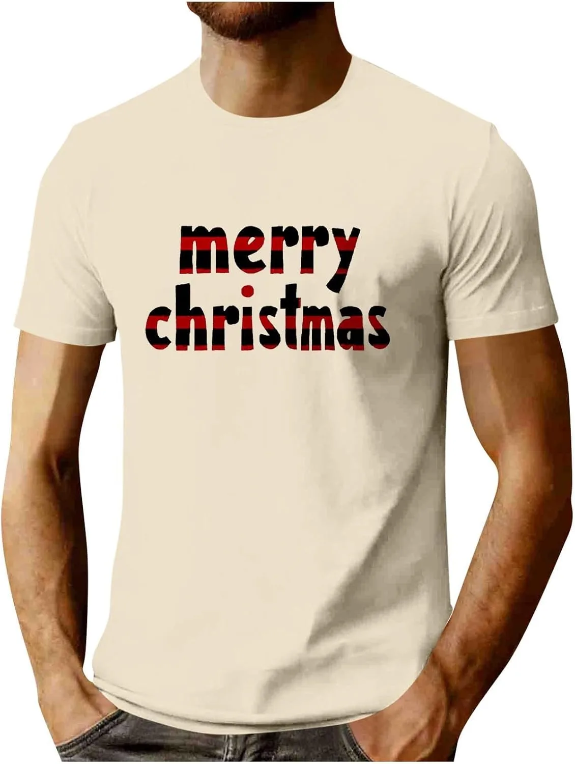 

Мужская футболка с новогодним принтом Merry Christmas, короткий рукав