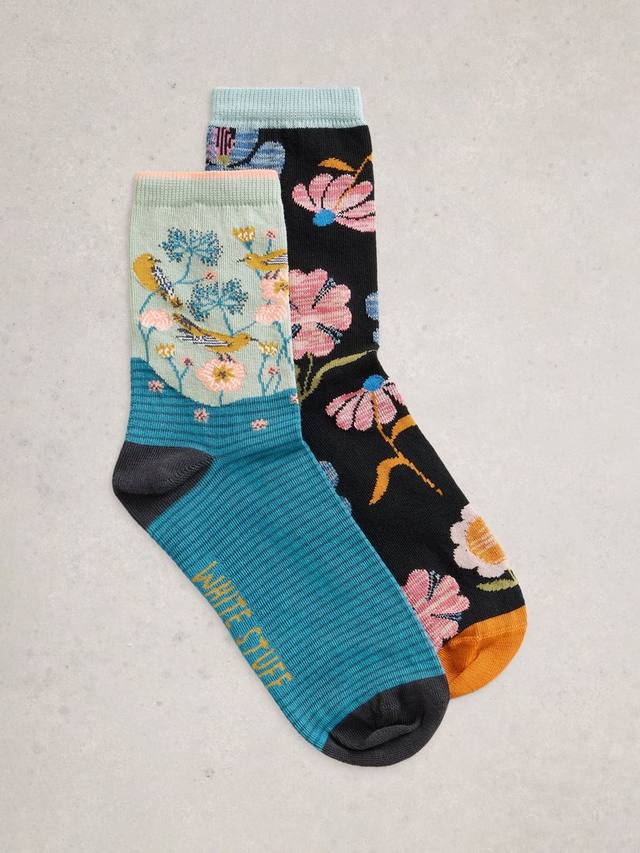 

Цветочные носки до щиколотки из хлопковой смеси White Stuff, Pack of 2