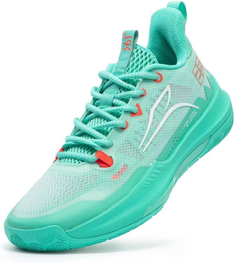 

Кроссовки для баскетбола 361 для мужчин, дышащие кроссовки с амортизацией, легкие модные противоскользящие обувь для корта и улицы, Spencer Dinwiddie Баскетбольные кроссовки для мужчин 361°, зеленый