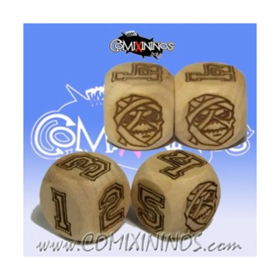 

d6 Мумия Нежить с числами (2), Fantasy Football Miniatures - Wooden Dice (16mm)