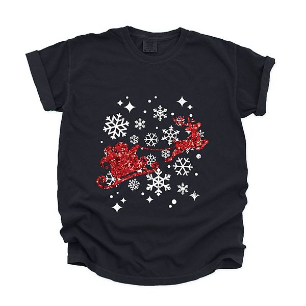 

Футболка Santa sleigh glitter с эффектом глиттера Simply Sage Market, Black, Черный, Футболка Santa sleigh glitter с эффектом глиттера Simply Sage Market, Black