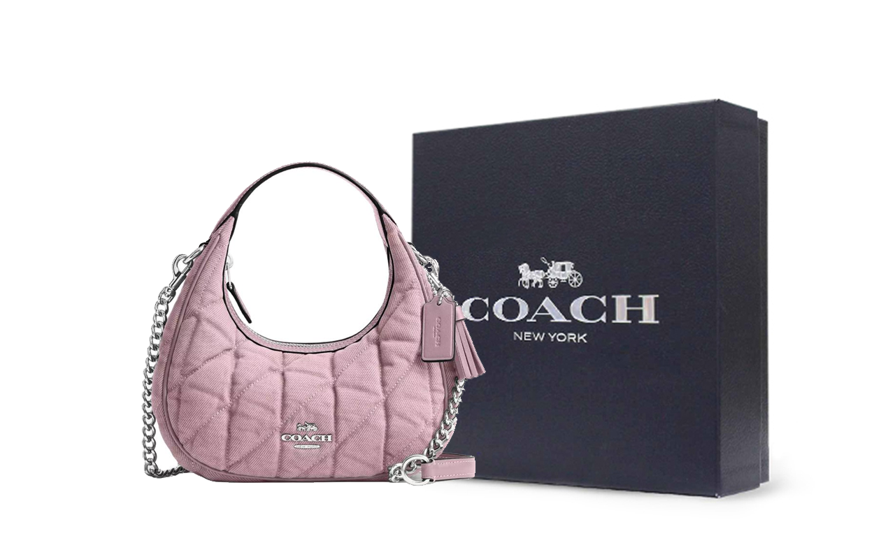 

Кармен Джинсовая с гладкой кожей мини сумка через плечо на одно плечо женская гвоздичного цвета COACH, gift box set (basic set+черный box)