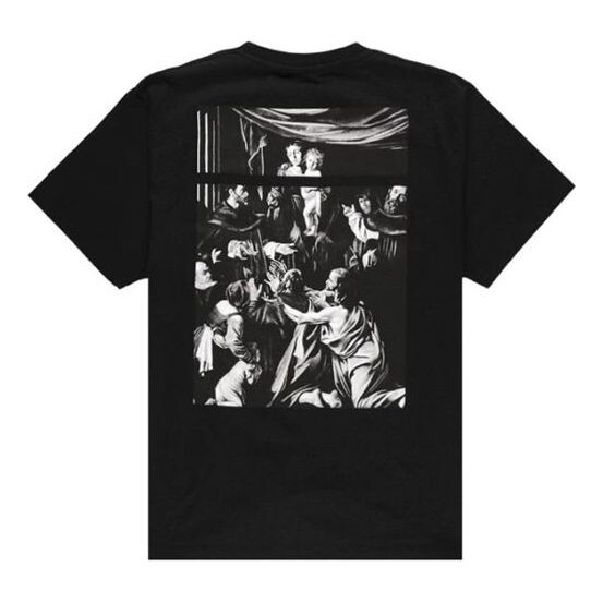 

Футболка ss20 caravaggio square back logo-print loose short sleeve Off-White, черный