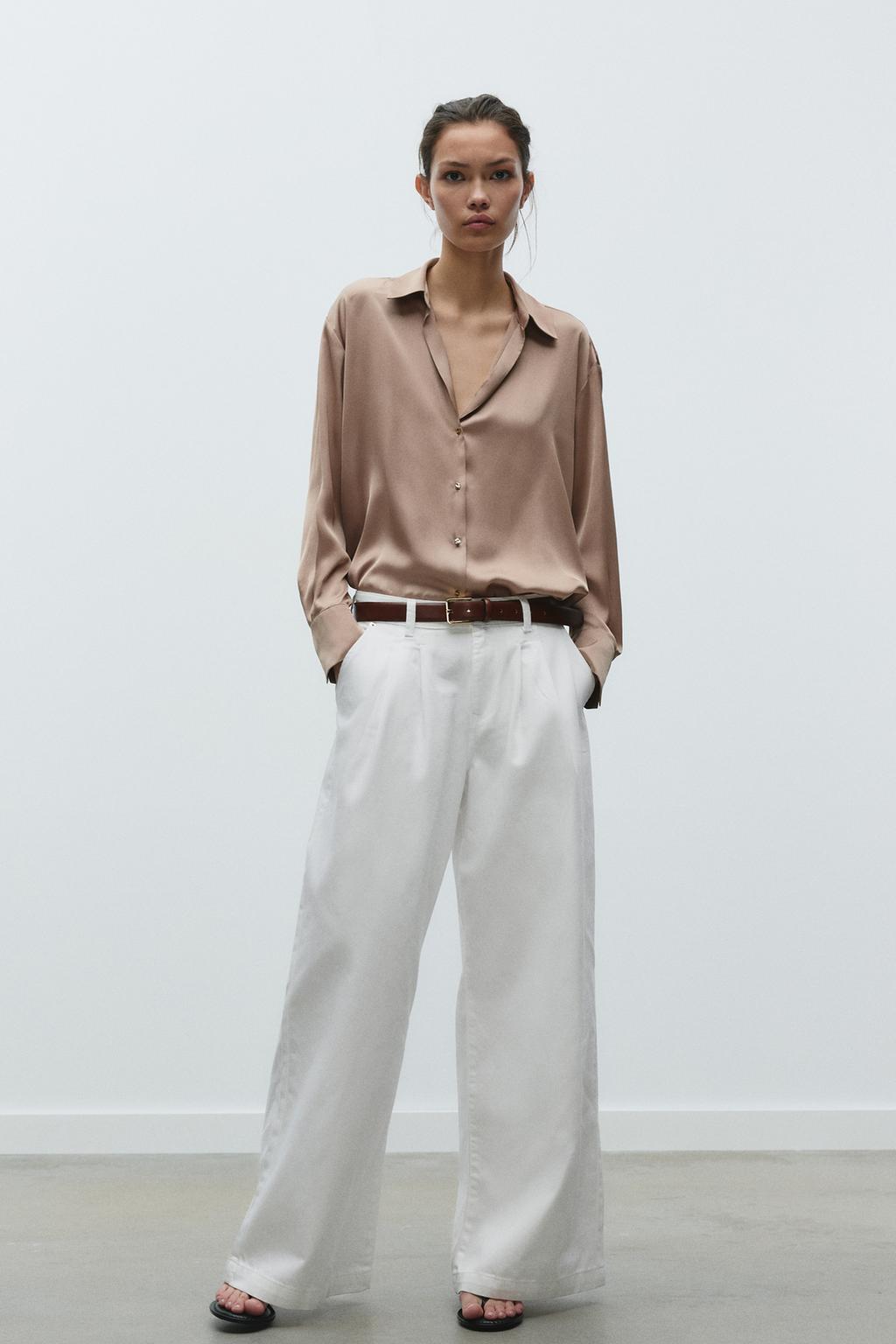 

Базовая атласная рубашка ZARA, цвет Mink