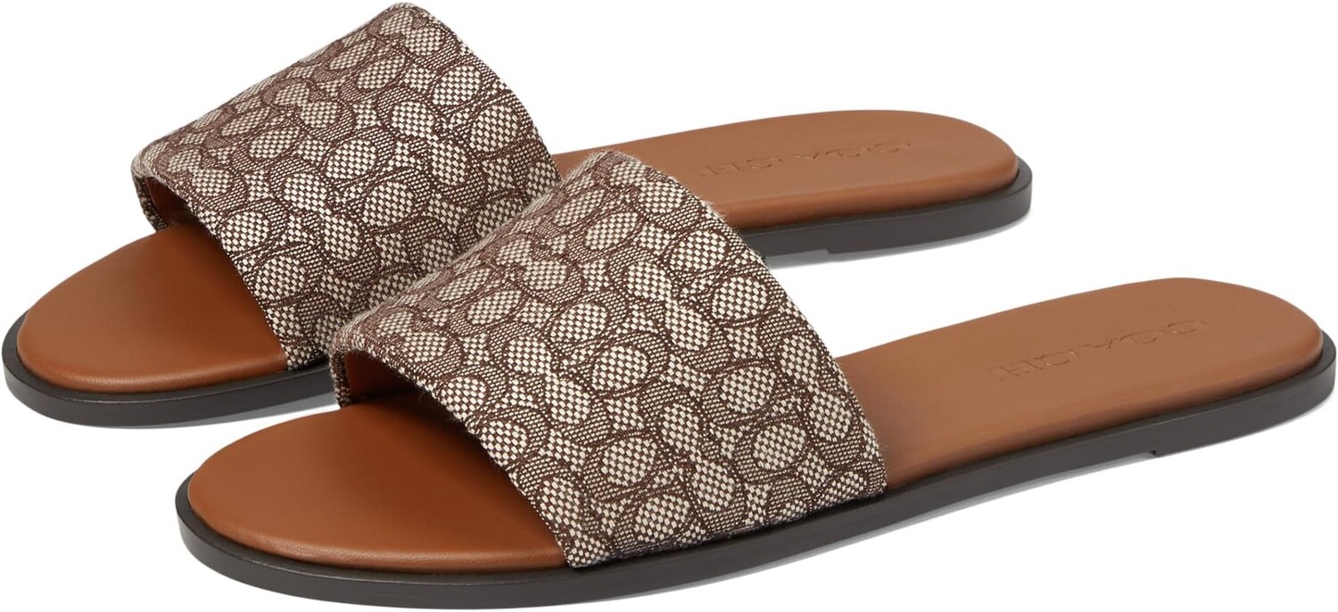 Сандалии COACH Holly Mini Signature Jacquard Sandal, цвет Cocoa/Burnished Amber