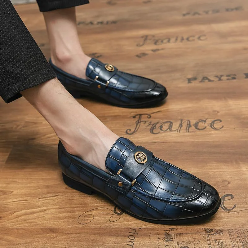 

Мужские лоферы Santimon Mens Penny из крокодиловой кожи, деловые туфли без шнурков, подходящие для ежедневной носки, работы и свадебных мероприятий, синий