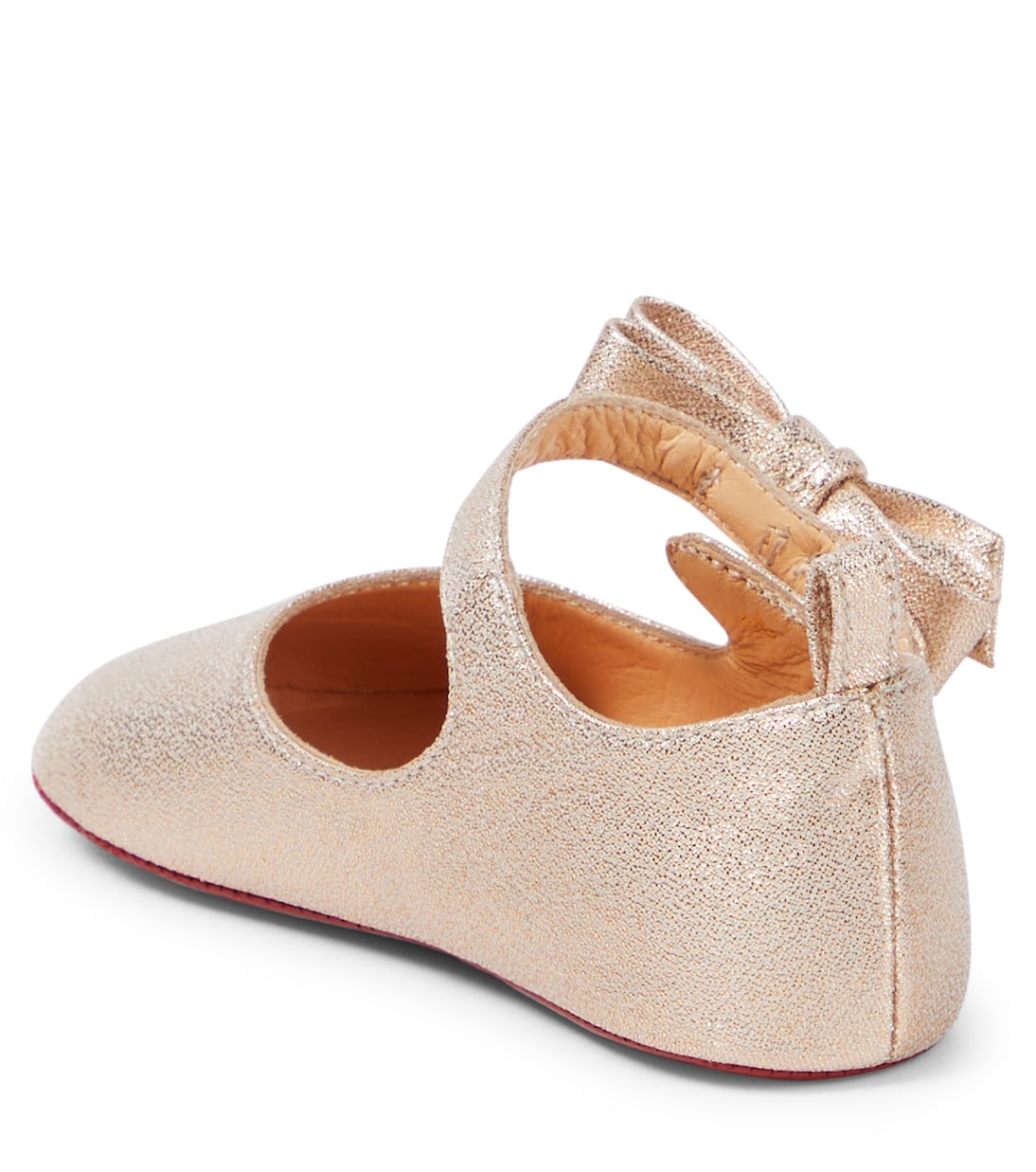 Туфли Lou Babe из металлизированной кожи с бантом Christian Louboutin Kids, Platine — фото 2