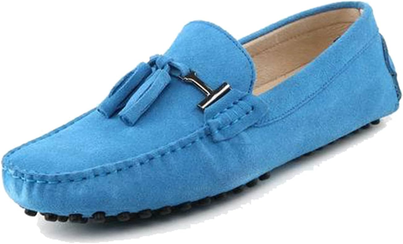 

Мужские повседневные мокасины из замши с кисточками, лодочные туфли с отделкой пенни Litnermia, небесно-голубой