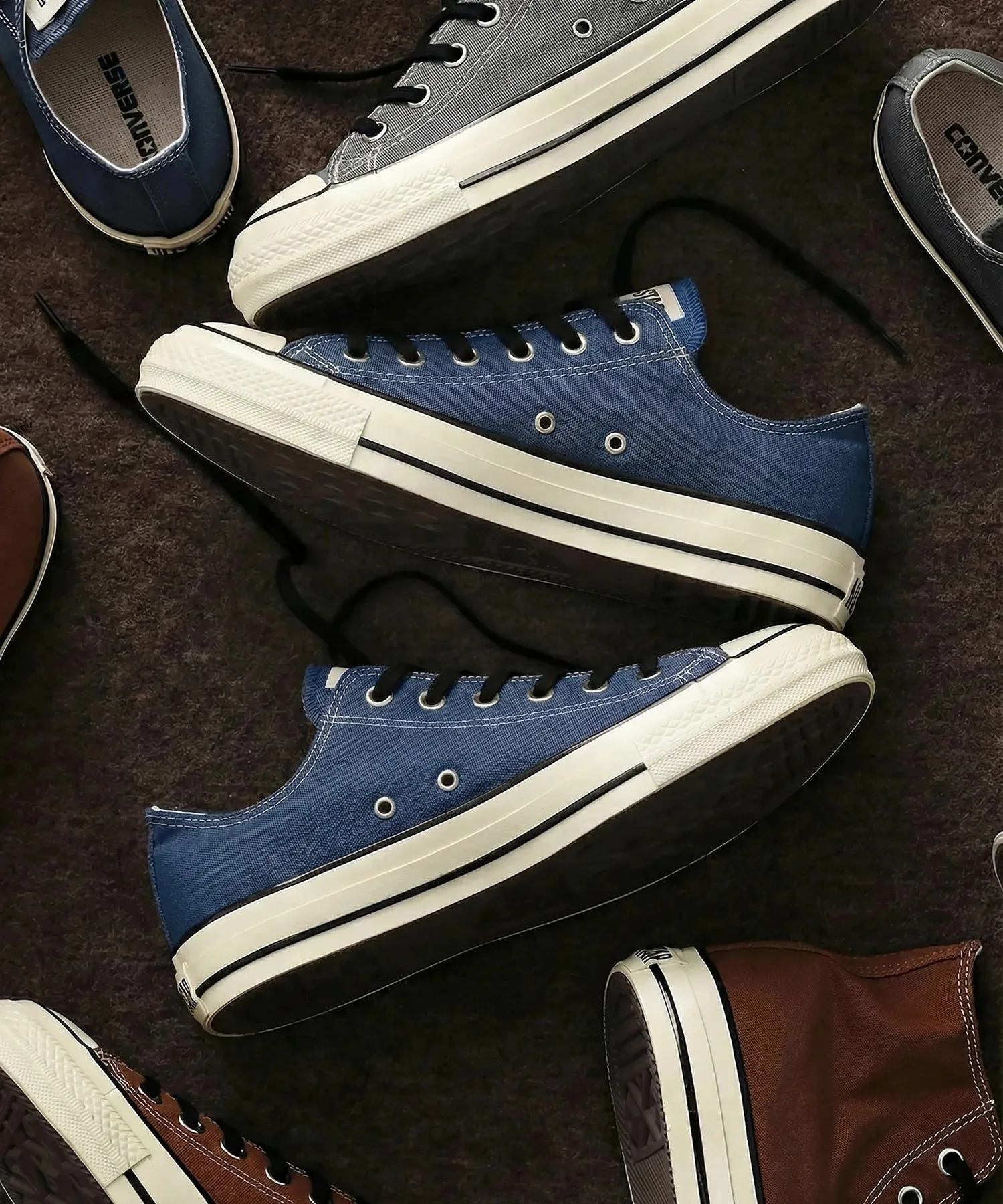 Унисекс кеды из канваса CONVERSE ALL STAR AGED CL OX тёмно-синие