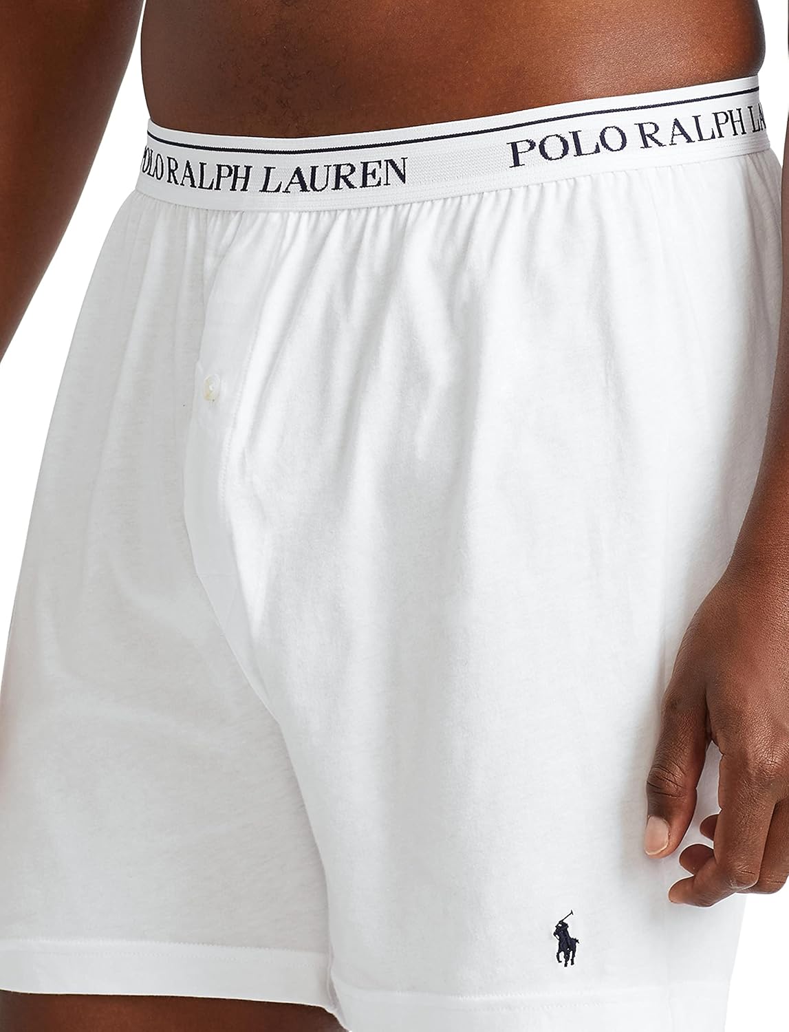 POLO RALPH LAUREN Мужские боксеры Classic Fit из хлопкового трикотажа, 3 шт, White/Navy - 3 Pack — фото 4