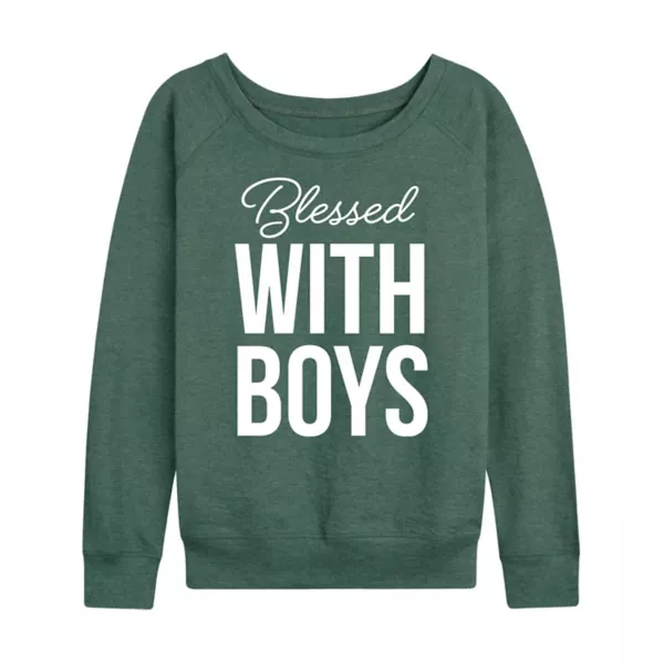 

Женская футболка с длинным рукавом Blessed with boys из французского терри Licensed Character, зеленый