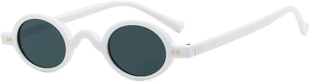 

Солнцезащитные очки с защитой UV400 | Овальные заклепки, панк, маленькая оправа | для женщин и мужчин, для занятий спортом на открытом воздухе и вождения DSVIGF, White Gray