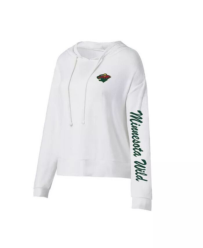 

Женская белая футболка с капюшоном Minnesota Wild Accord Hacci с длинным рукавом Concepts Sport