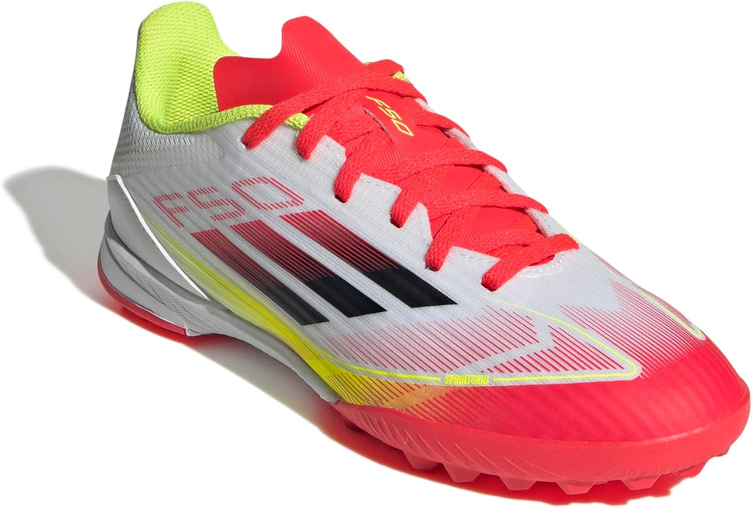 Детские кроссовки Adidas F50 League Turf (унисекс), белый/черный/желтый — фото 4