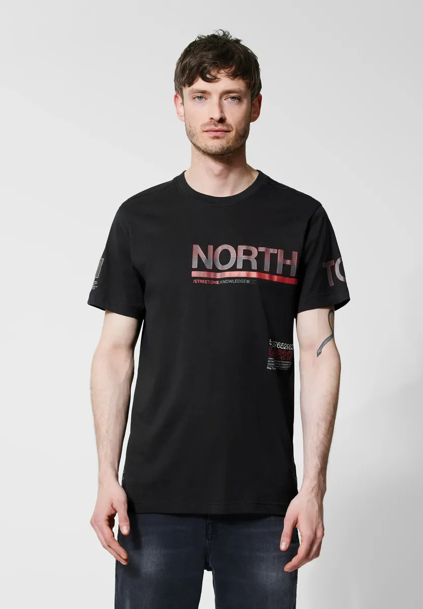 

Футболка STREET ONE MEN с надписью, черный