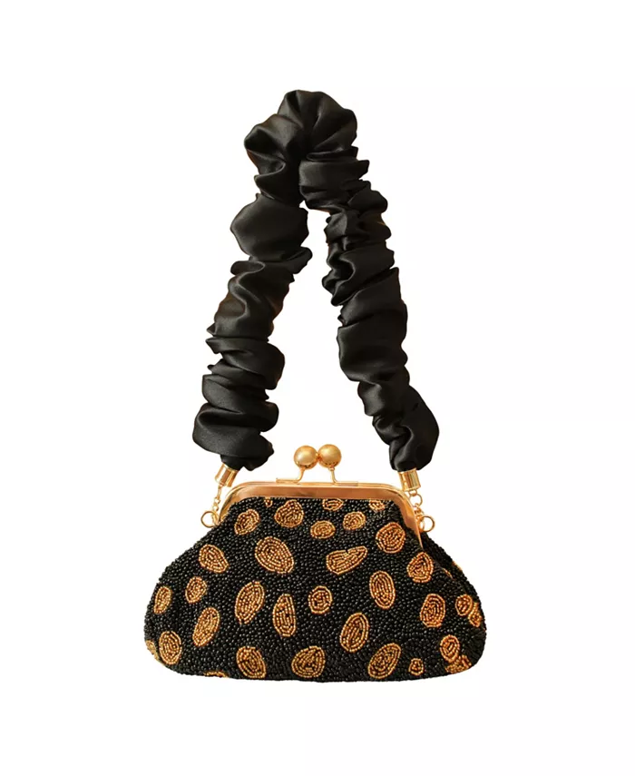 

ARNOLDI Black Gold Клатч с ручной вышивкой в черно-золотых тонах Brunna.co, золотой