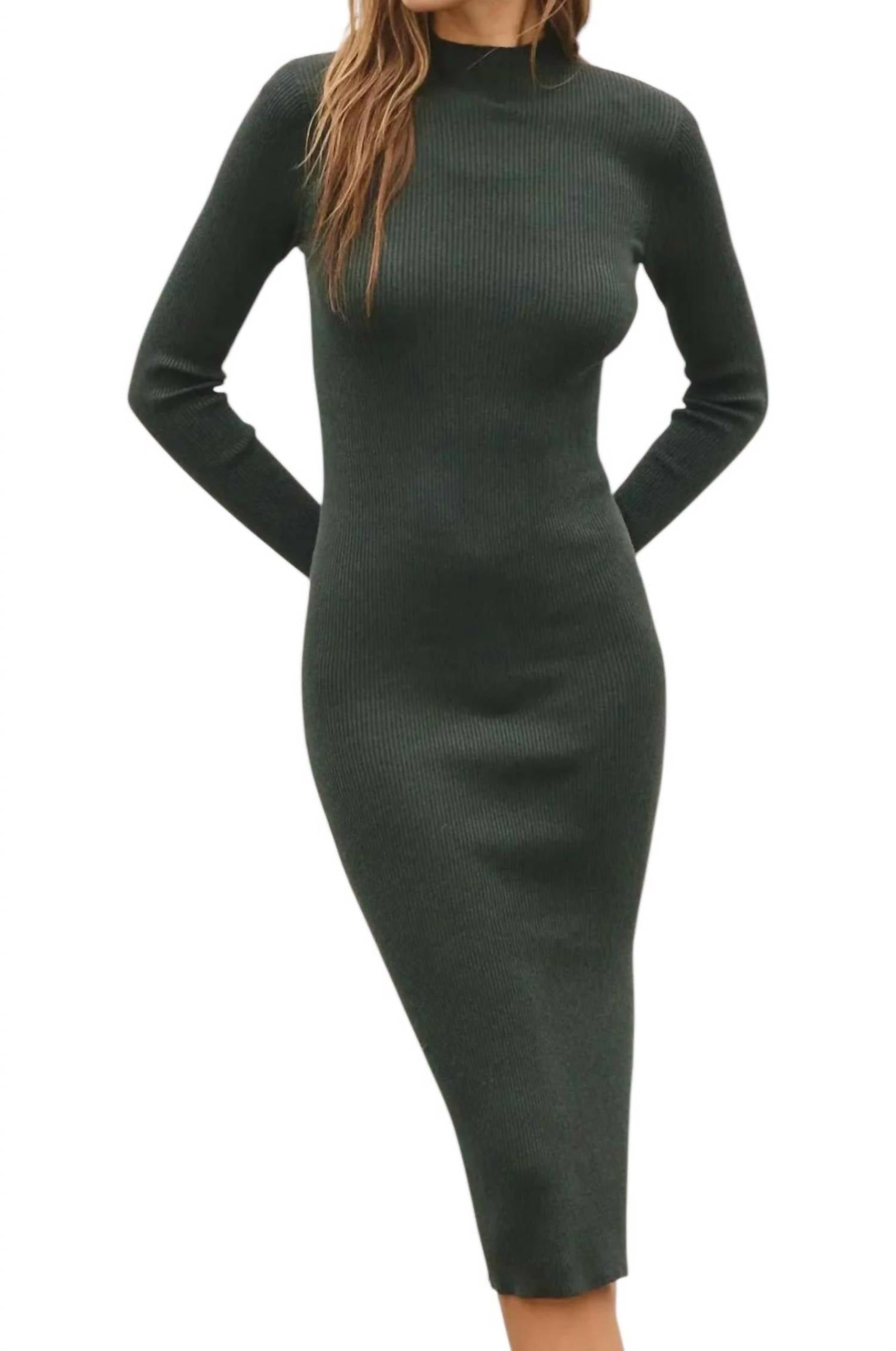 

Платье с воротником-стойкой в ​​рубчик из сосны DRESS FORUM, цвет pine