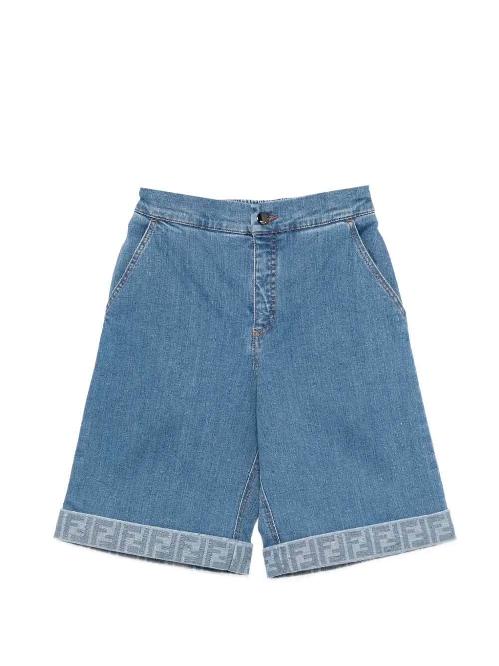 Джинсовые шорты с эластичным поясом Fendi Kids, синий