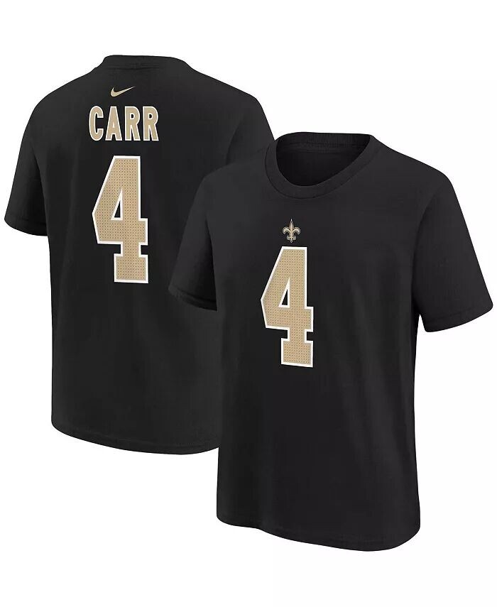 

Черная футболка Big Boys Derek Carr New Orleans Saints с именем и номером игрока Nike