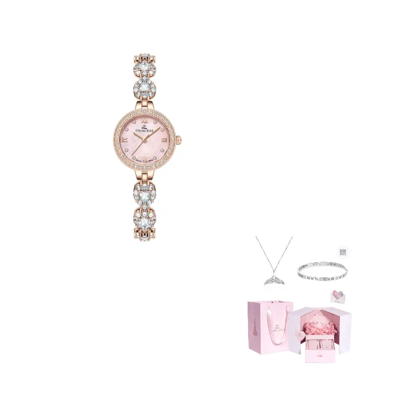 

Женские часы Princess Quartz с перламутровым цветным циферблатом Disney, розовое золото