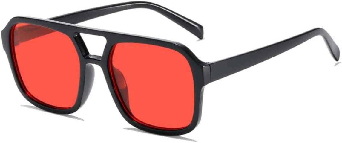 

Ретро-солнцезащитные очки-авиаторы квадратной формы в стиле 70-х годов для женщин и мужчин, винтажные прямоугольные солнцезащитные очки в плоской оправе, модные очки IKUVNA, Red