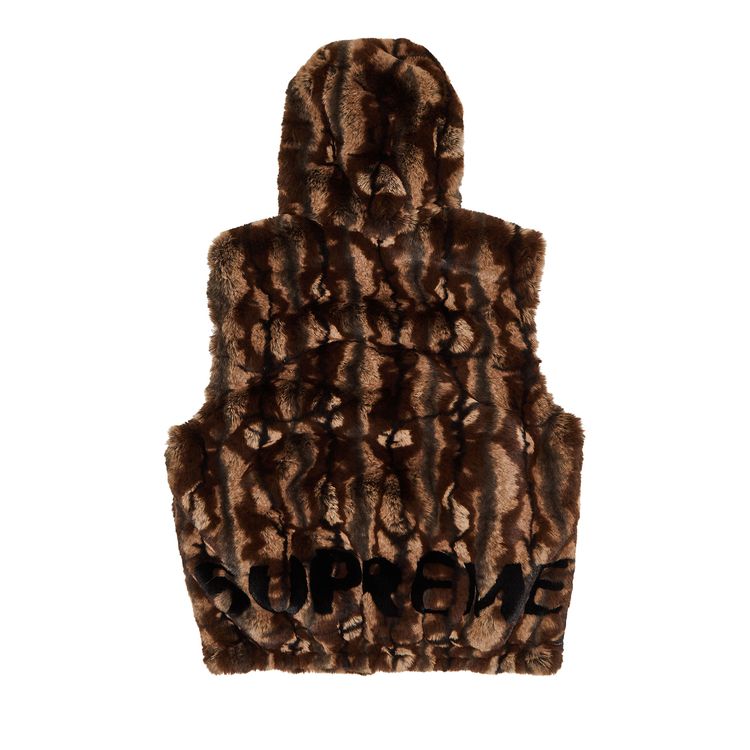 Утепленный жилет Supreme Faux Fur Hooded Vest 'Brown', коричневый — фото 2
