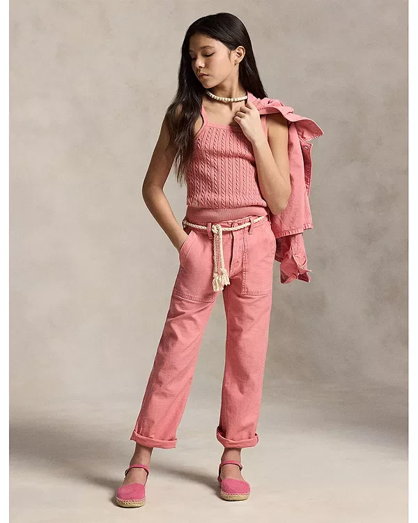 Хлопковая майка с коротким рукавом и косичкой - для детей постарше Ralph Lauren, Pink — фото 2