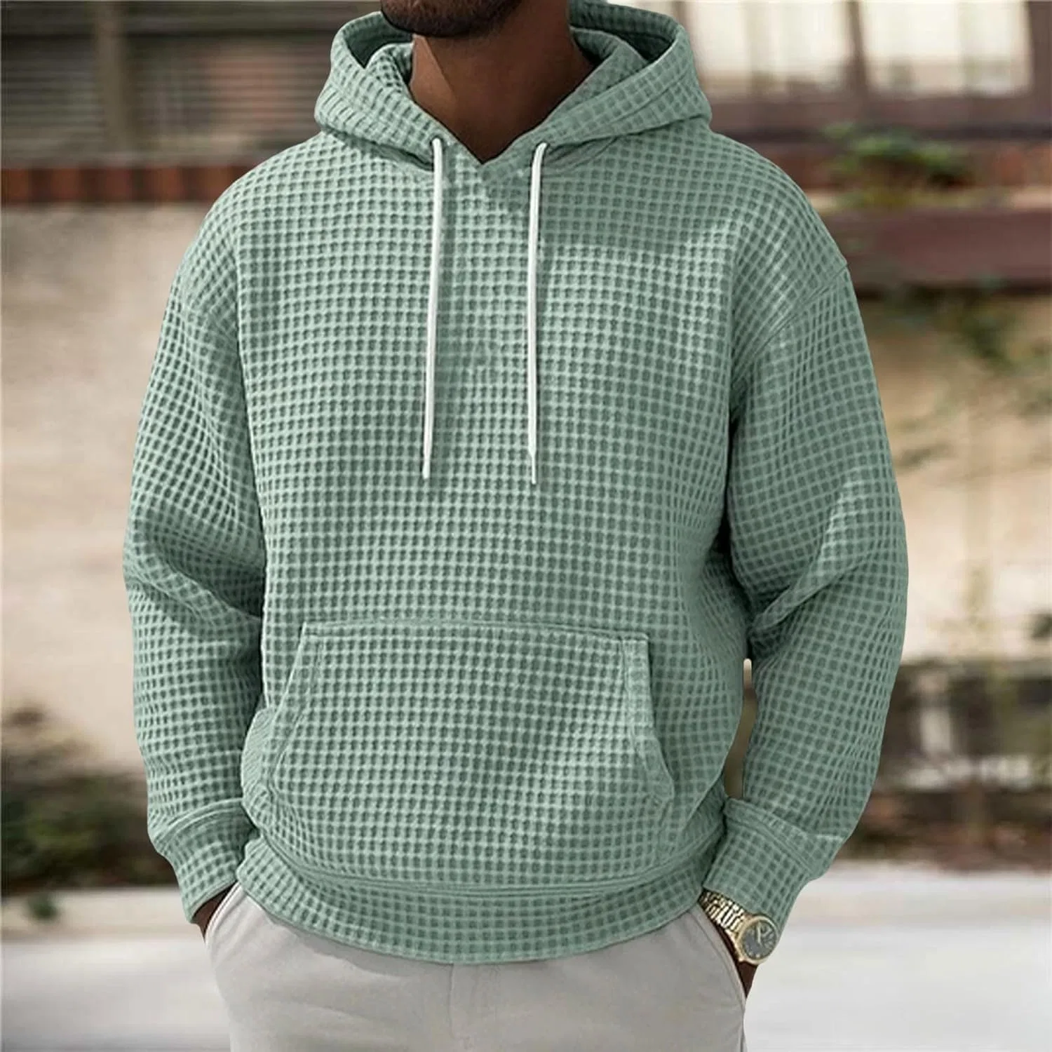 Толстовка с капюшоном на молнии Light Green, мужская, оверсайз — фото 2