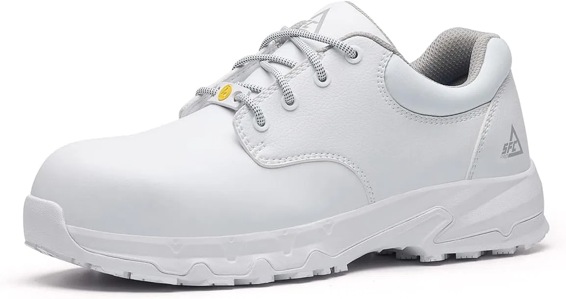 Рабочая обувь Barra Safety Shoes - нескользящая рабочая обувь с защитой от спотыкания и защитным носком, водоотталкивающий верх из микрофибры, S3L FO SR ESD - для мужчин и женщин Shoes for Crews, White